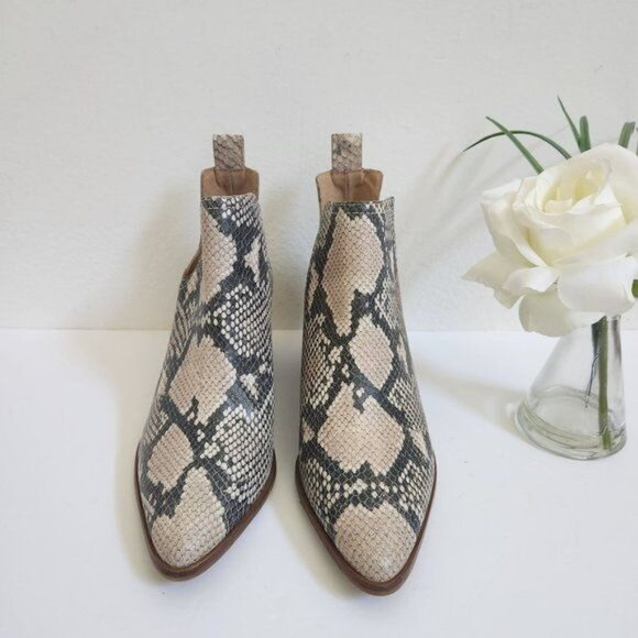 Lucky Brand Jabilo Snake Print Leather Block Heel Western Booties - Picture 3 of 9